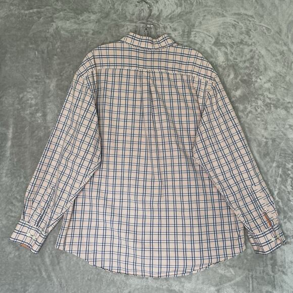 IZOD Saltwater Shirt Mens XL Button Down Relaxed Classic Beach Plaid Orange - Picture 3 of 8